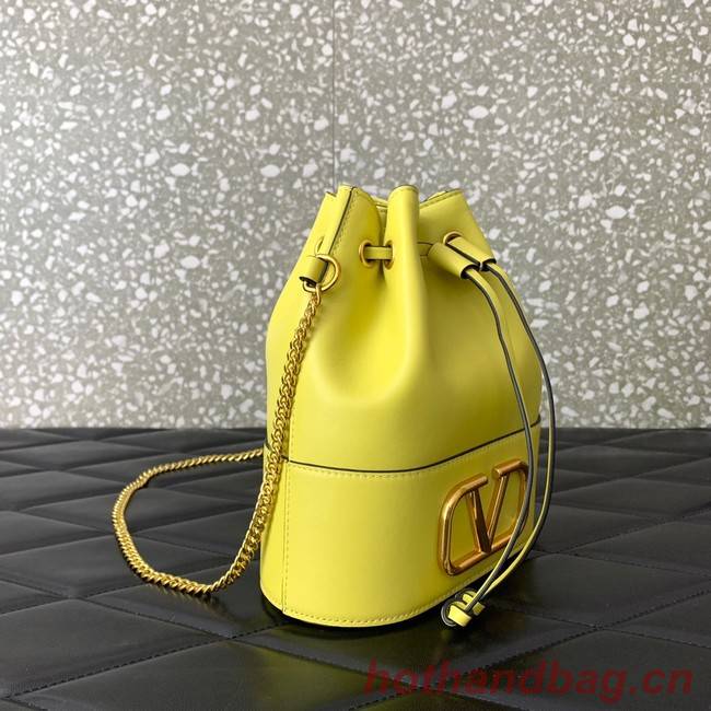 VALENTINO VLOGO SIGNATURE Lambskin Mini Bucket Bag FI16 yellow