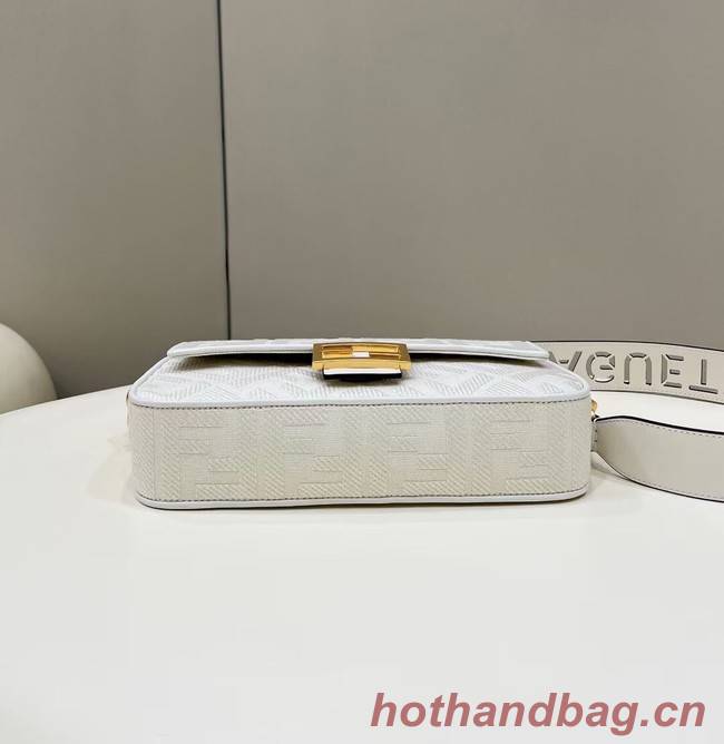 Fendi Baguette canvas bag with FF embroidery 8BR600 white