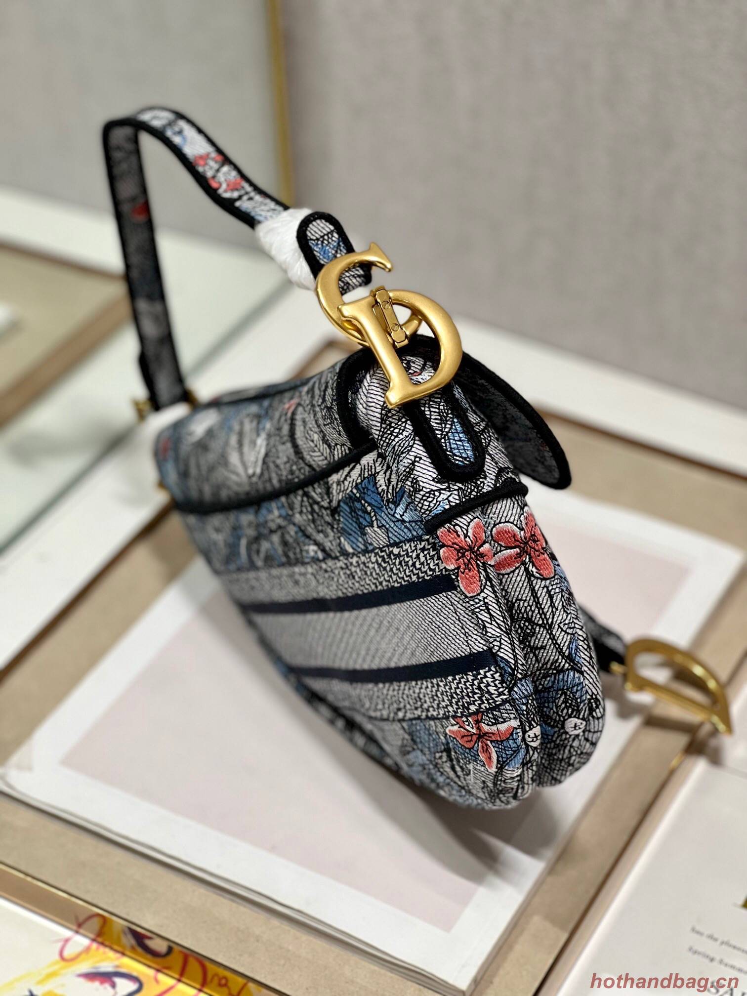 DIOR SADDLE BAG Multicolor Embroidery M0446CE blue