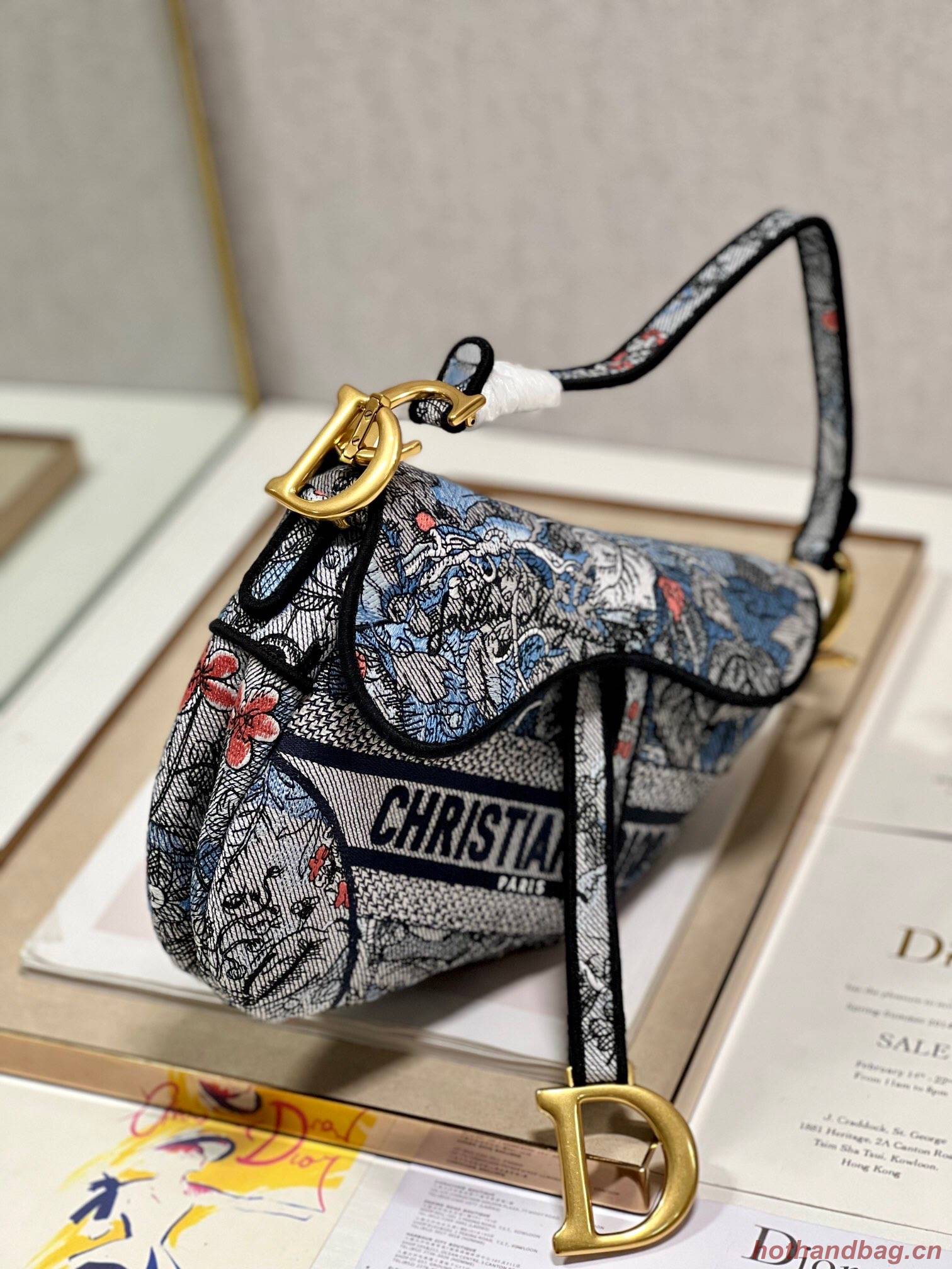 DIOR SADDLE BAG Multicolor Embroidery M0446CE blue