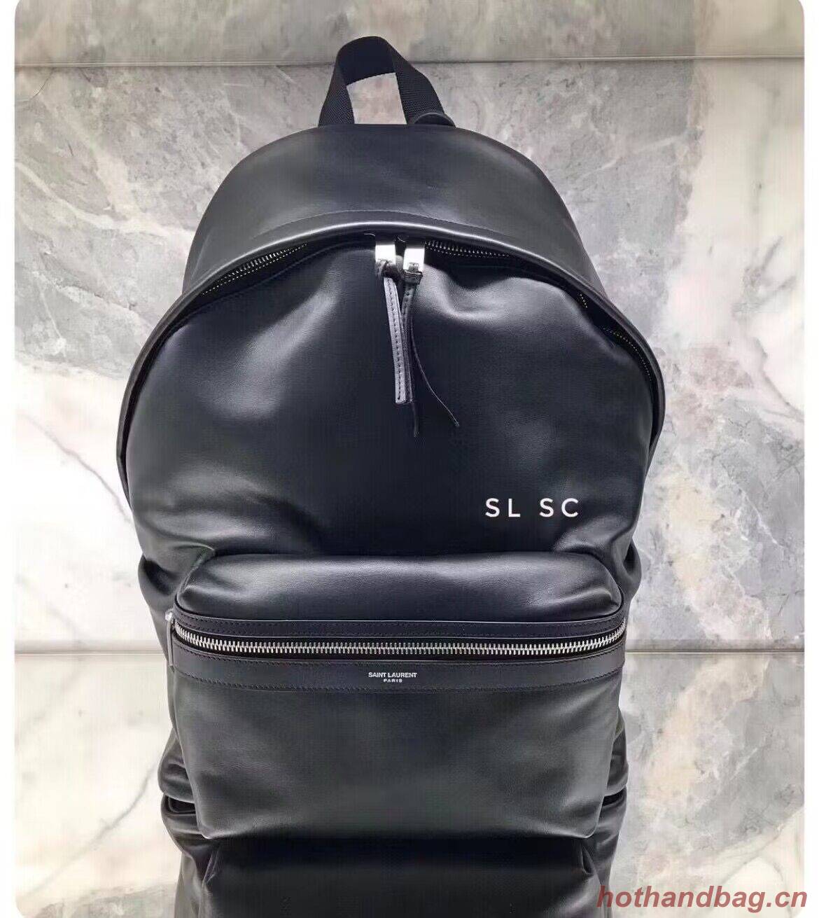 SAINT LAURENT LEATHER small knapsack Y886654 black