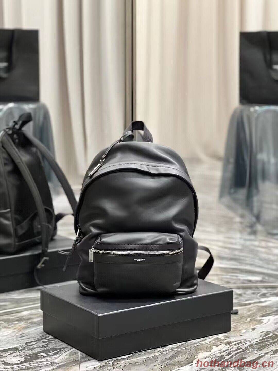 SAINT LAURENT LEATHER small knapsack Y886654 black