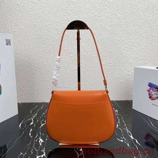 Prada Cleo brushed leather shoulder bag with flap 1BD311 orange