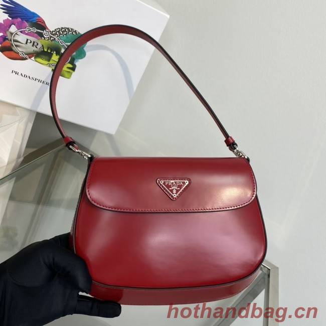 Prada Cleo brushed leather shoulder bag with flap 1BD311 red