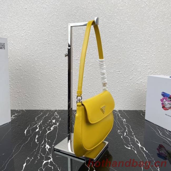 Prada Cleo brushed leather shoulder bag with flap 1BD311 yellow