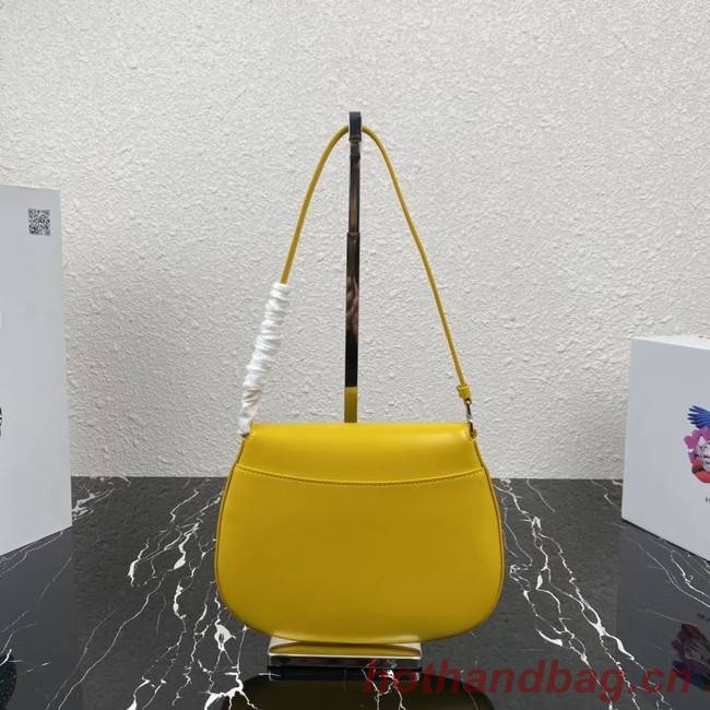 Prada Cleo brushed leather shoulder bag with flap 1BD311 yellow