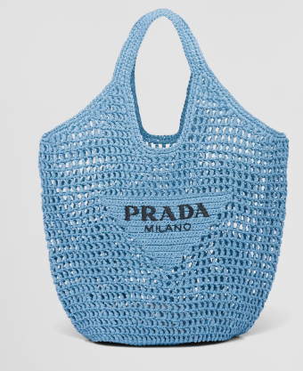 Prada Crochet tote bag 1BG424 light blue