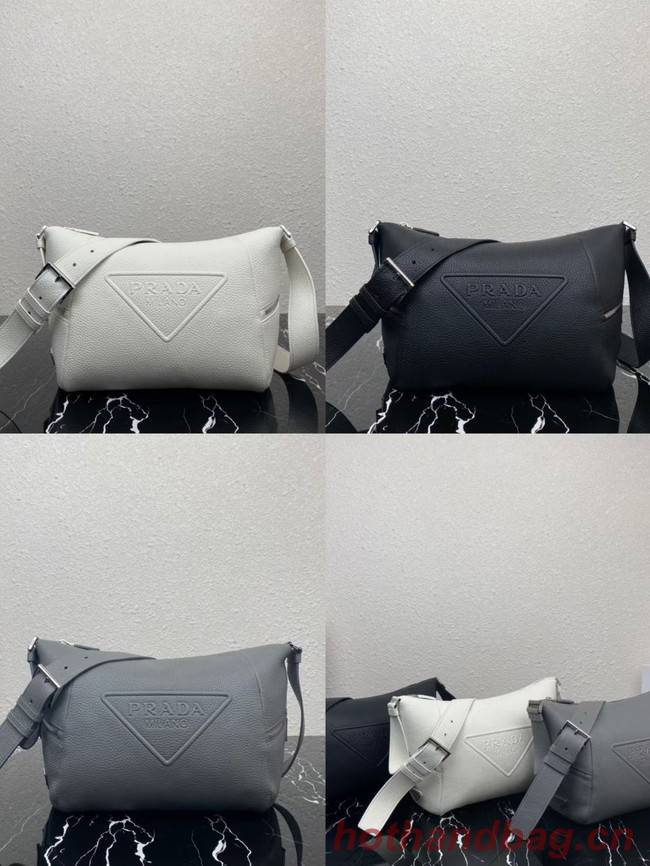 Prada Leather bag with shoulder strap 2VH165 gray