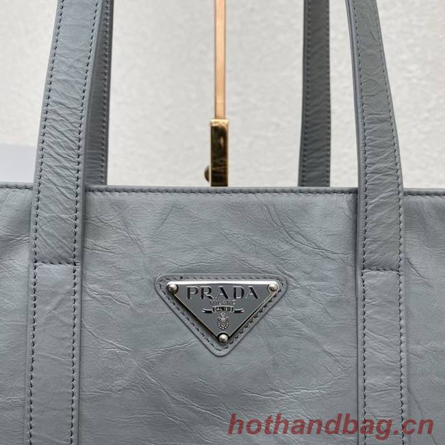 Prada Small antique nappa leather tote 1BG459 Slate Gray