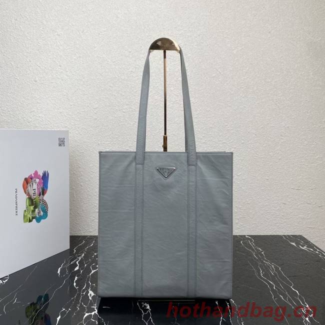 Prada Small antique nappa leather tote 1BG459 Slate Gray