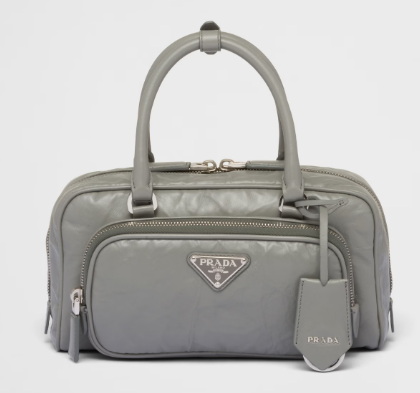 Prada Antique nappa leather multi-pocket top-handle bag 1BB099 gray