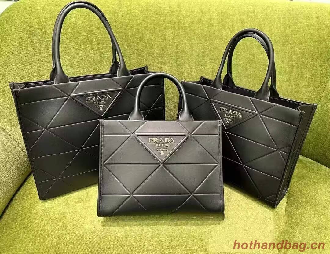 Medium leather Prada Symbole bag with topstitching 1BA378 black