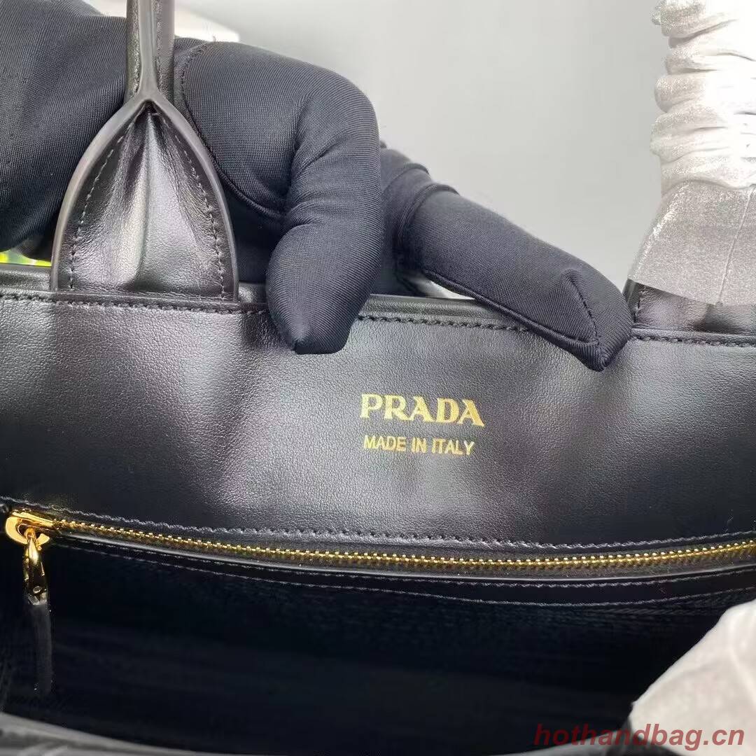 Medium leather Prada Symbole bag with topstitching 1BA378 black