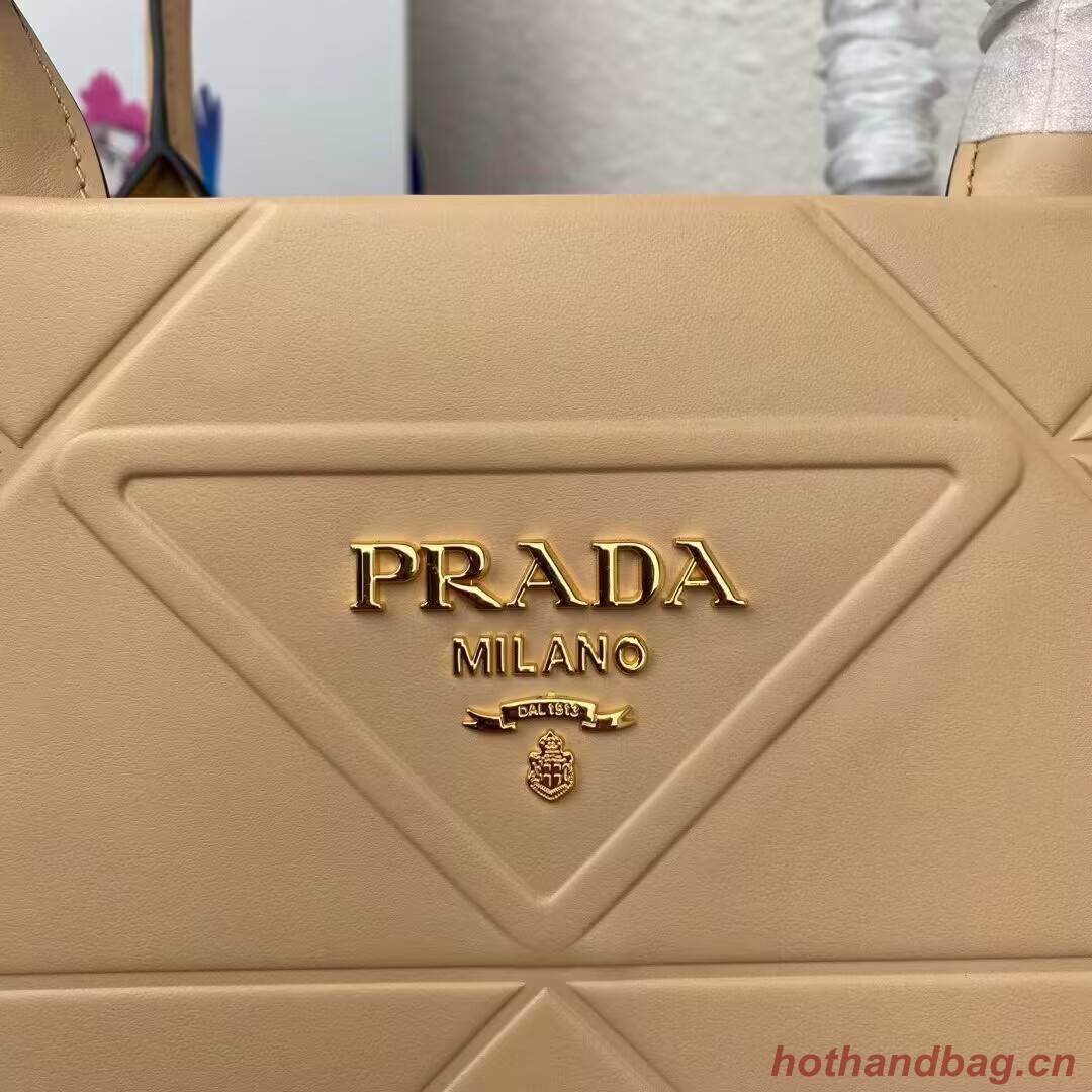 Prada Large leather Prada Symbole bag with topstitching 1BA377 Sand Beige