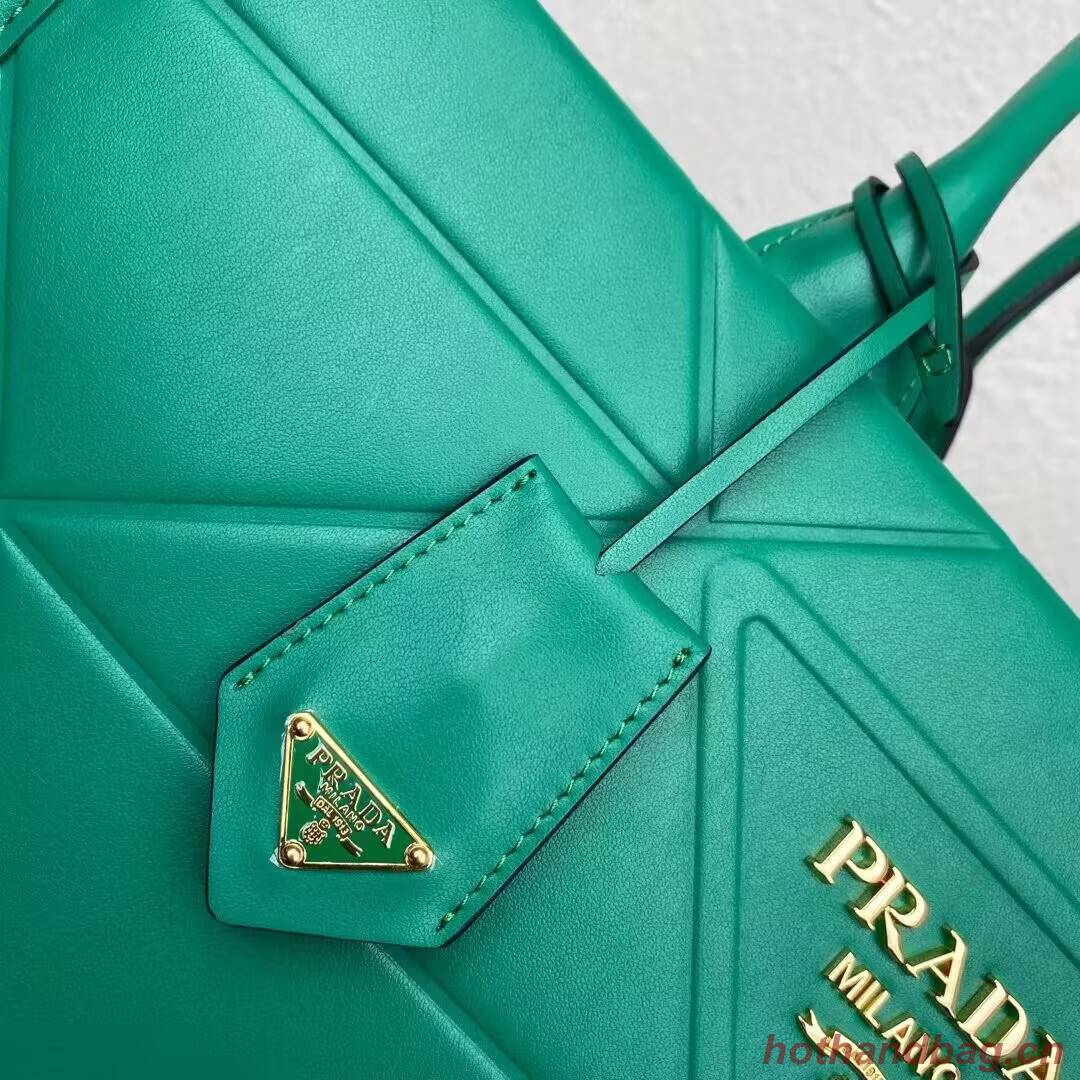 Prada Large leather Prada Symbole bag with topstitching 1BA377 green