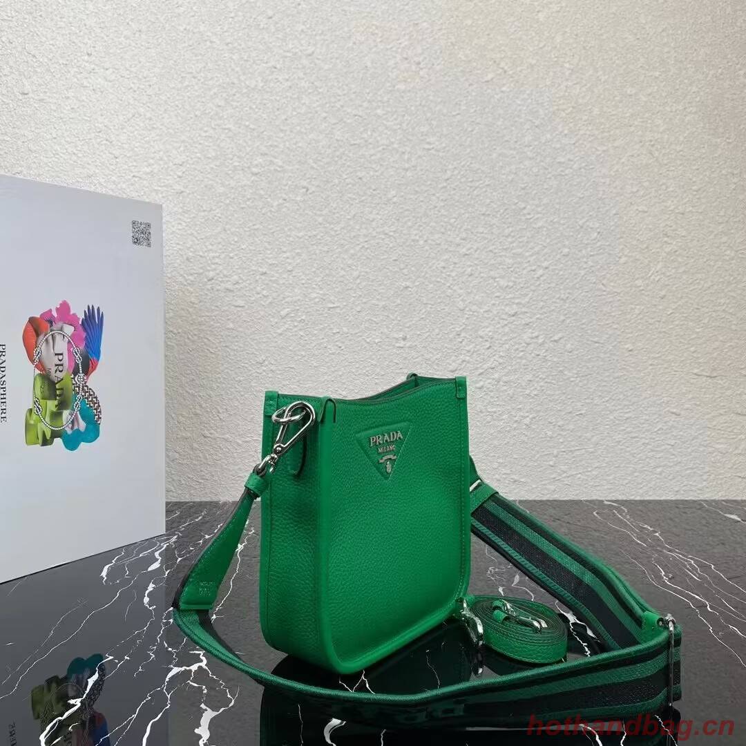 Prada Leather mini shoulder bag 1BH191 Green