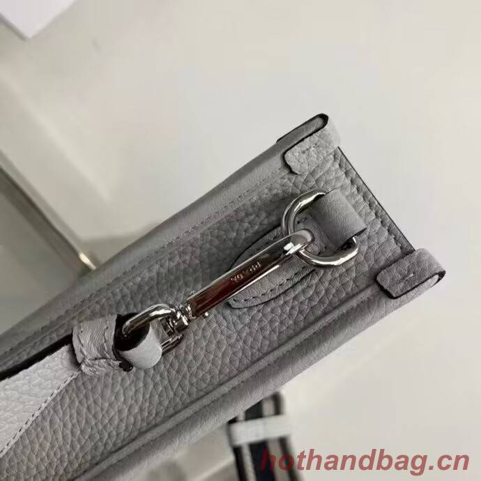 Prada Leather mini shoulder bag 1BH191 Grey