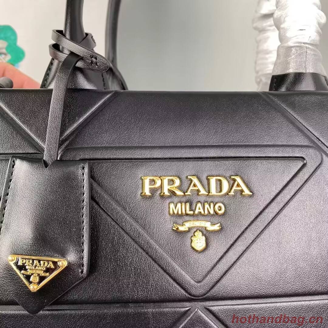 Small leather Prada Symbole bag with topstitching 1HH039 black