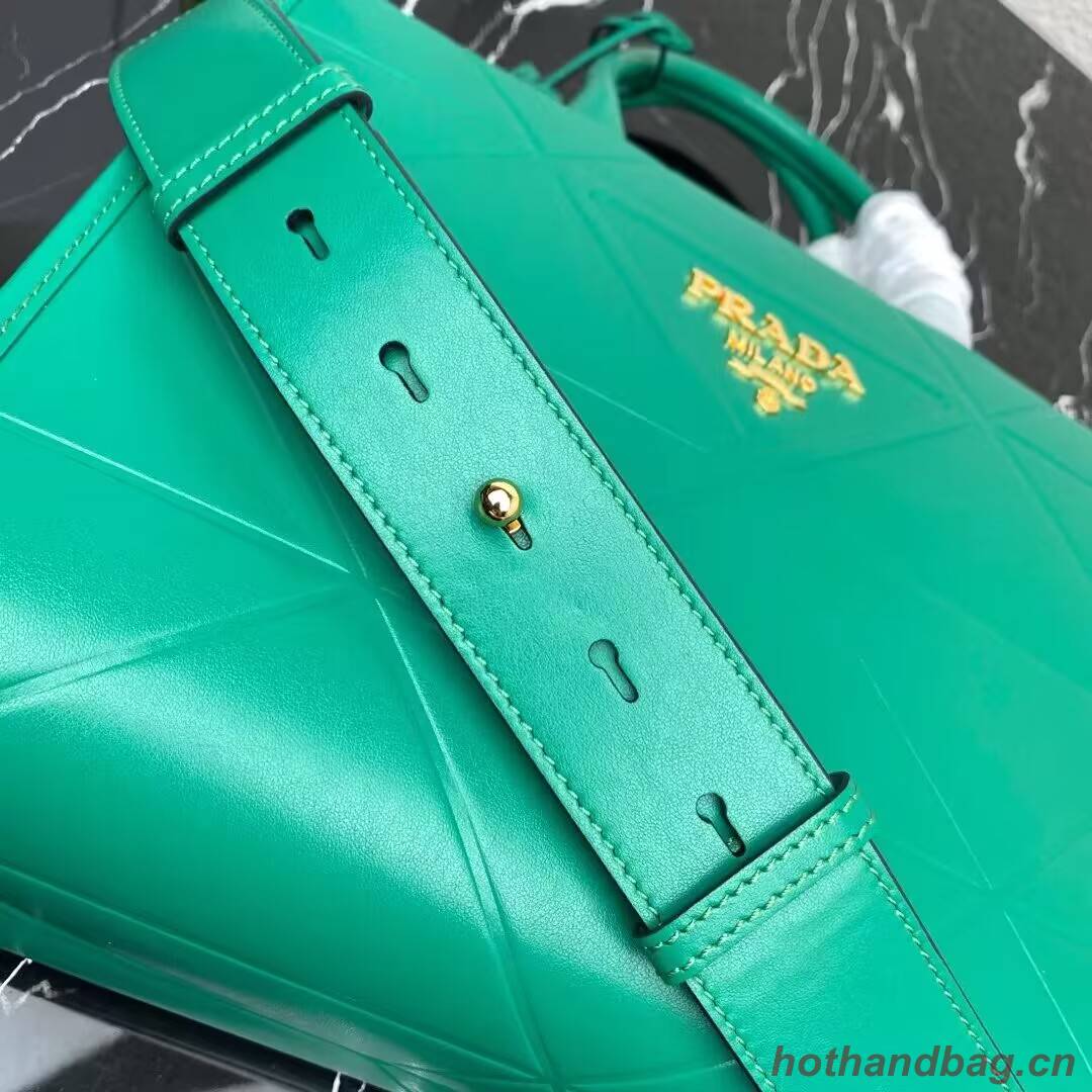 Small leather Prada Symbole bag with topstitching 1HH039 green