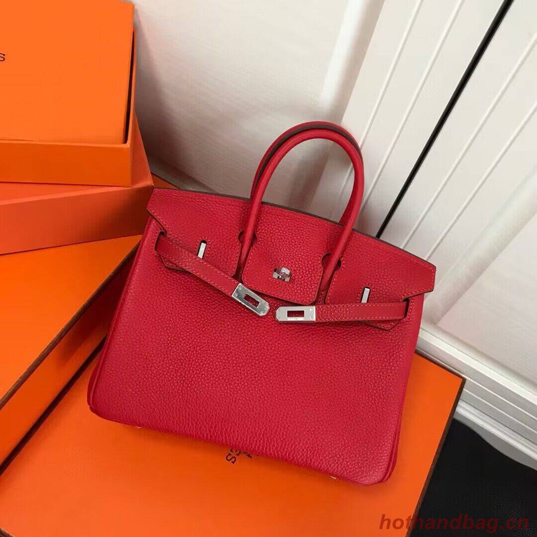 Hermes original Toge Leather HB35O red&silver Metal