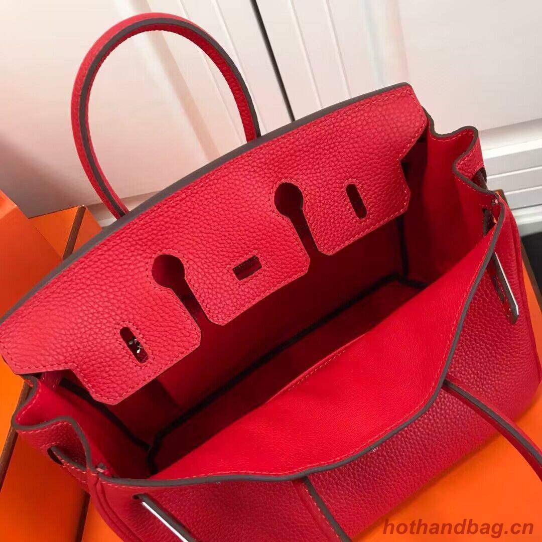 Hermes original Toge Leather HB35O red&silver Metal