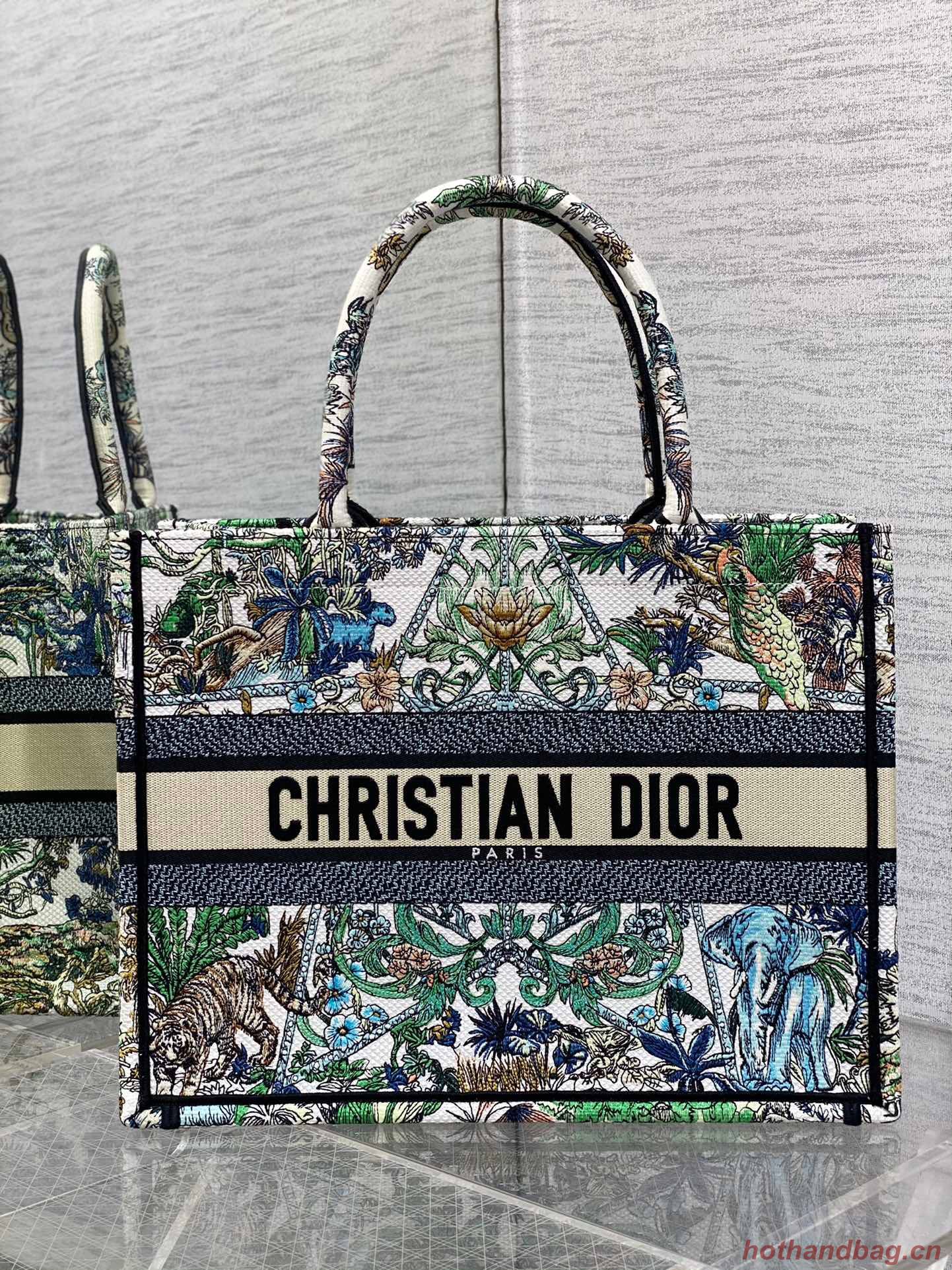 MEDIUM DIOR BOOK TOTE White Multicolor Etoile de Voyage Embroidery M1296ZEBN