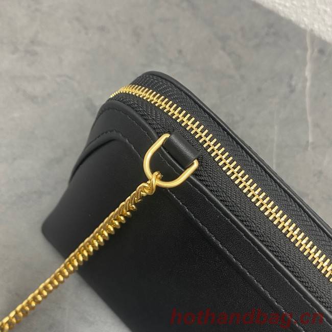 Celine CLUTCH WITH CHAIN IN TRIOMPHE LAMBSKIN 100382 black