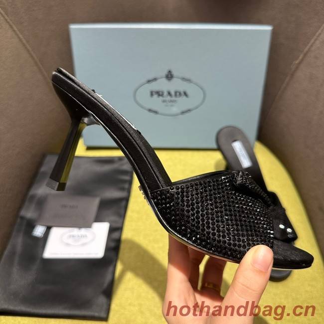 Prada High-heeled satin slides with crystals 93509-2