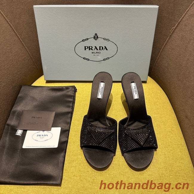 Prada High-heeled satin slides with crystals 93509-2