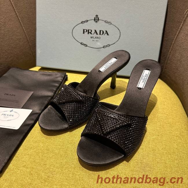 Prada High-heeled satin slides with crystals 93509-2