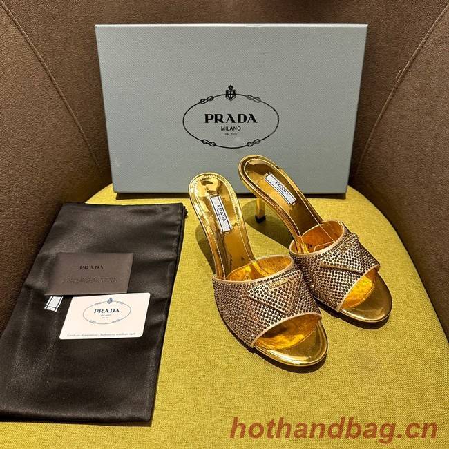 Prada High-heeled satin slides with crystals 93509-3