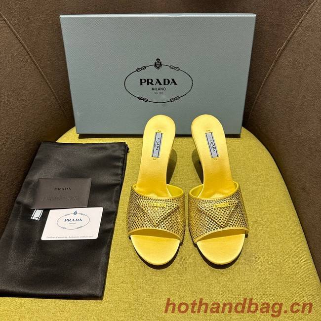 Prada High-heeled satin slides with crystals 93509-5