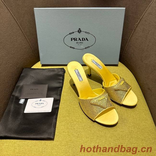 Prada High-heeled satin slides with crystals 93509-5