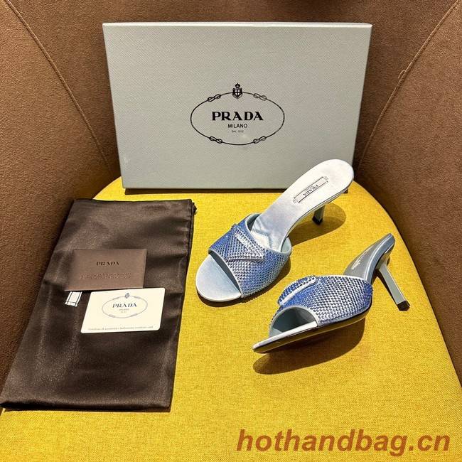 Prada High-heeled satin slides with crystals 93509-7