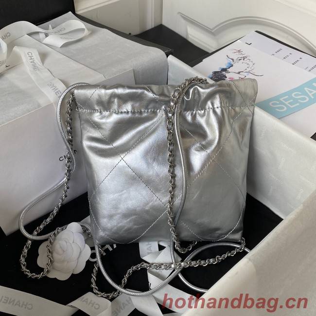 CHANEL 22 MINI HANDBAG AS3980 silver