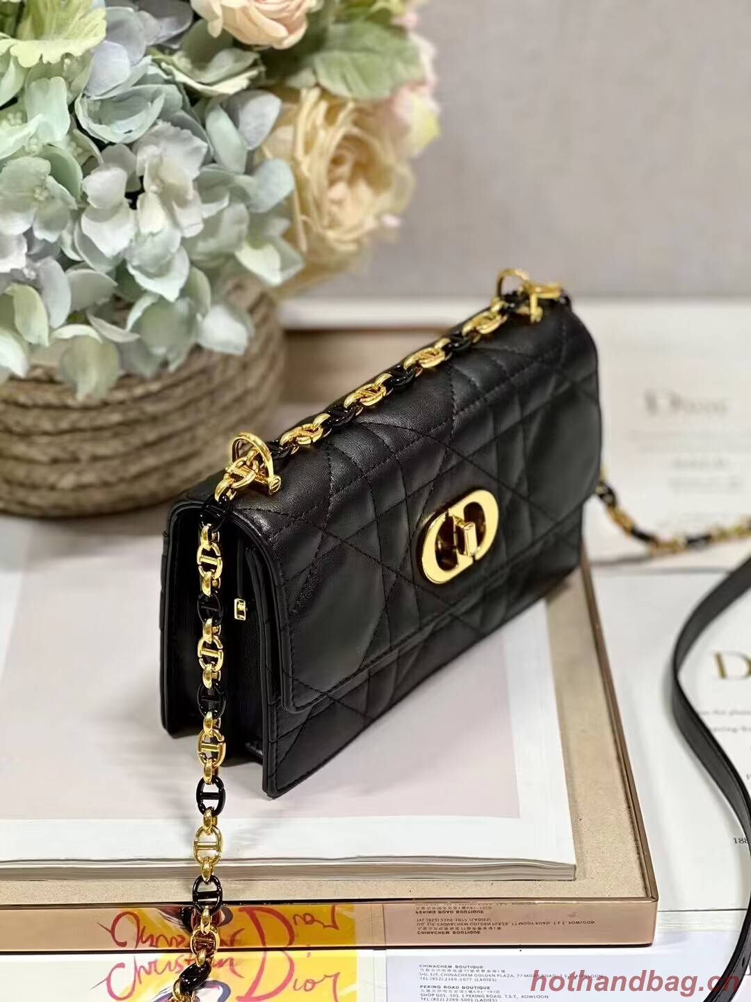 Dior MISS CARO MINI BAG Macrocannage Lambskin S5169UD BLACK