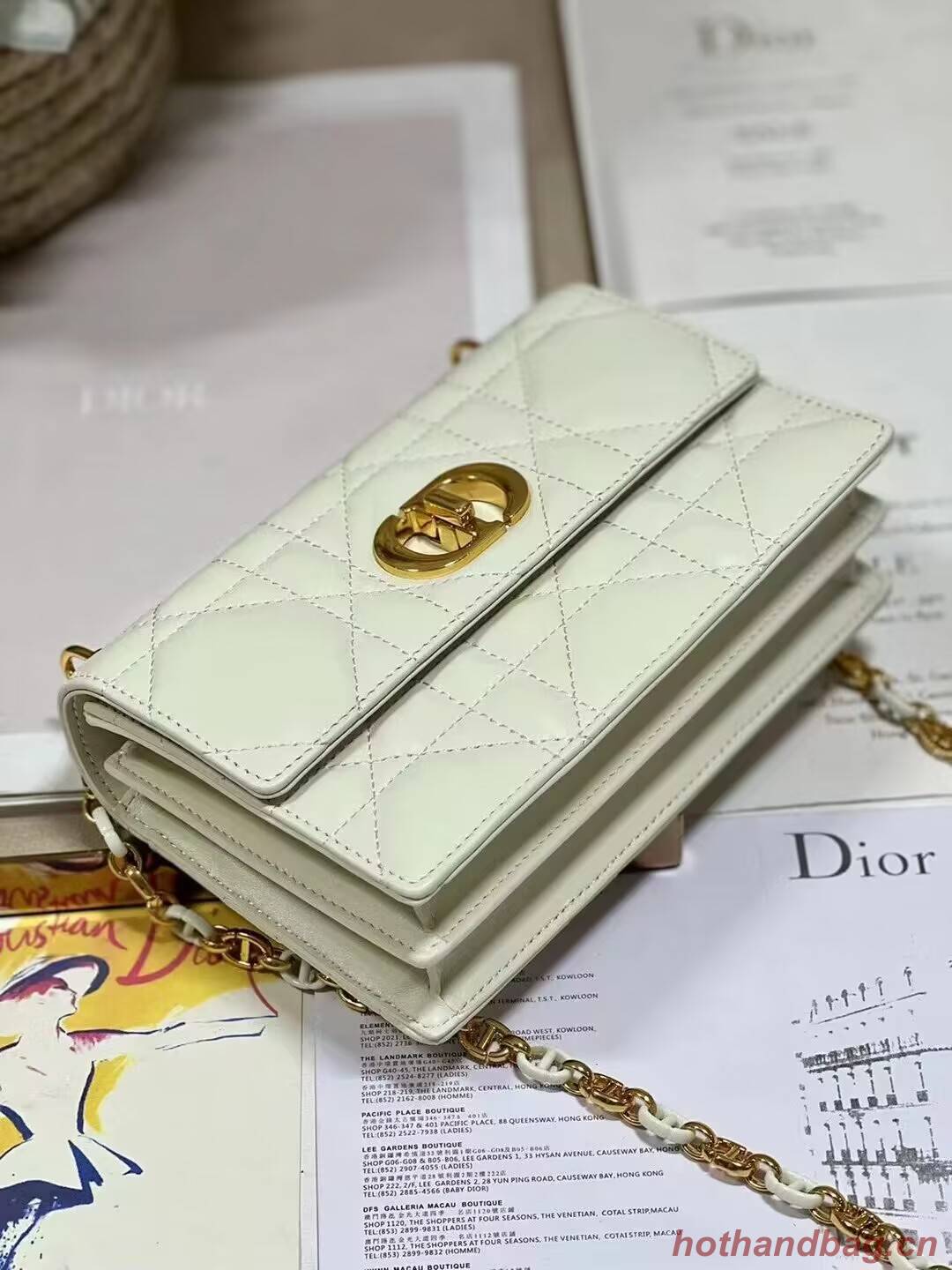 Dior MISS CARO MINI BAG Macrocannage Lambskin S5169UD Latte