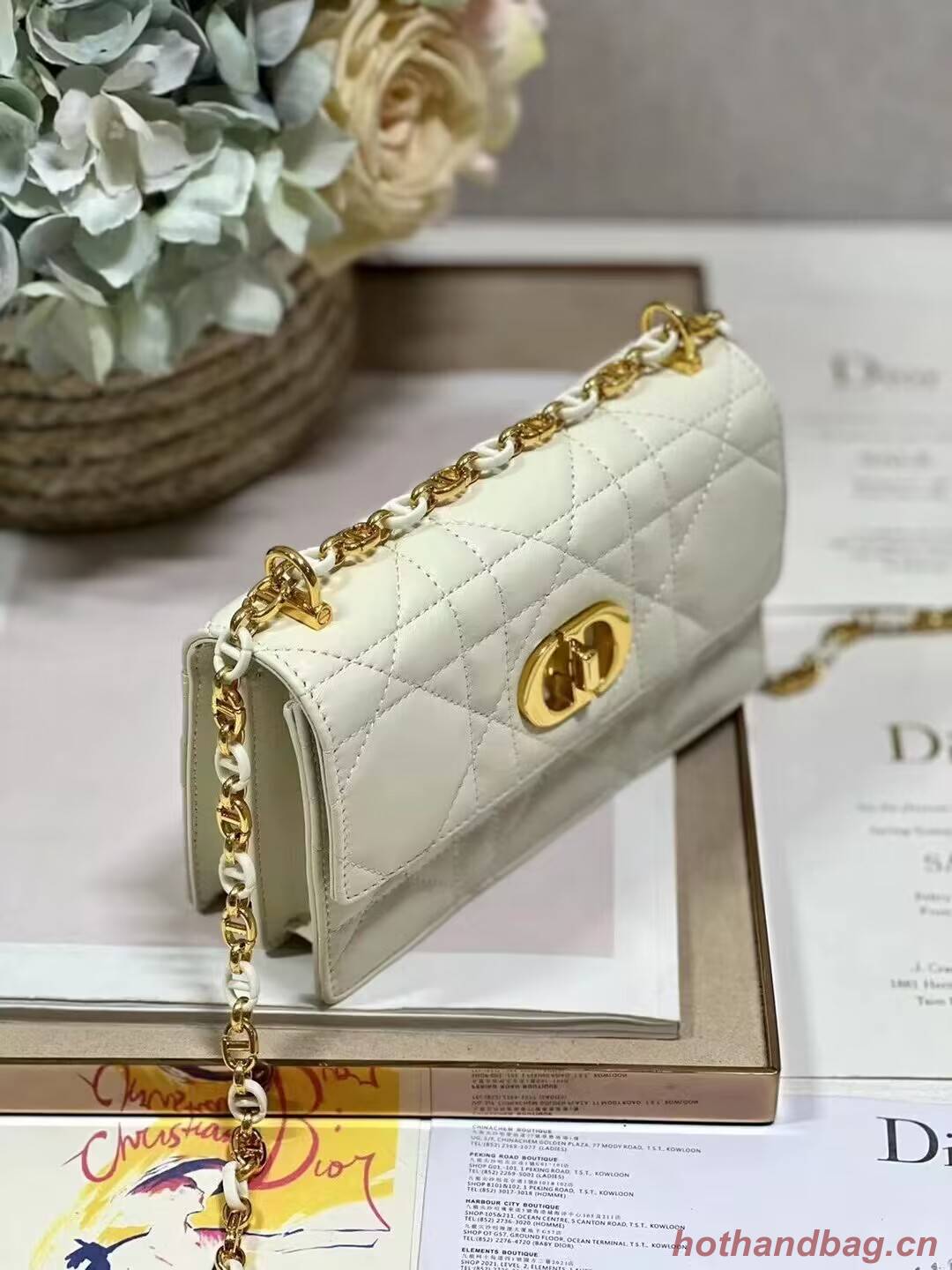 Dior MISS CARO MINI BAG Macrocannage Lambskin S5169UD Latte