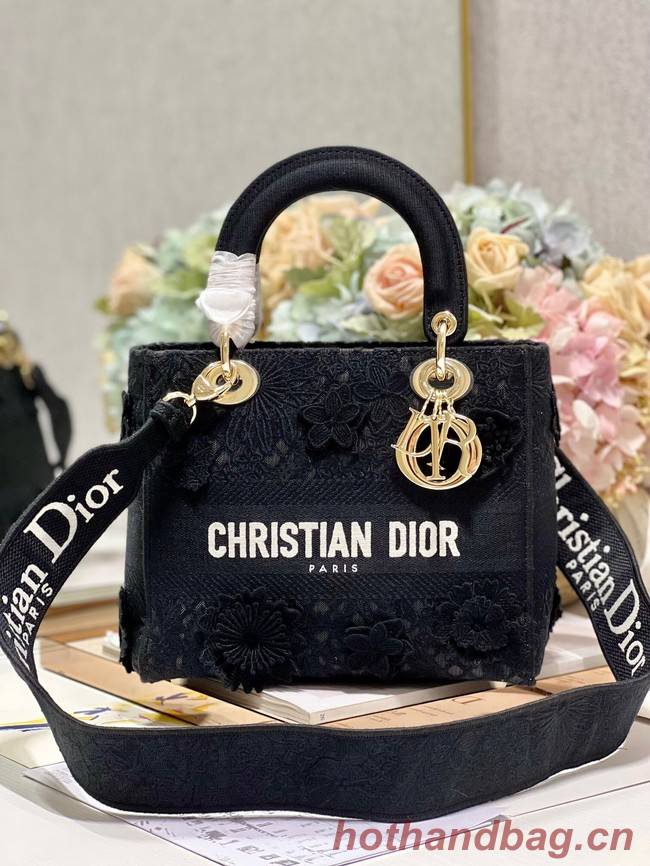 MEDIUM DIOR OR LADY D-LITE BAG M0565OIAU black