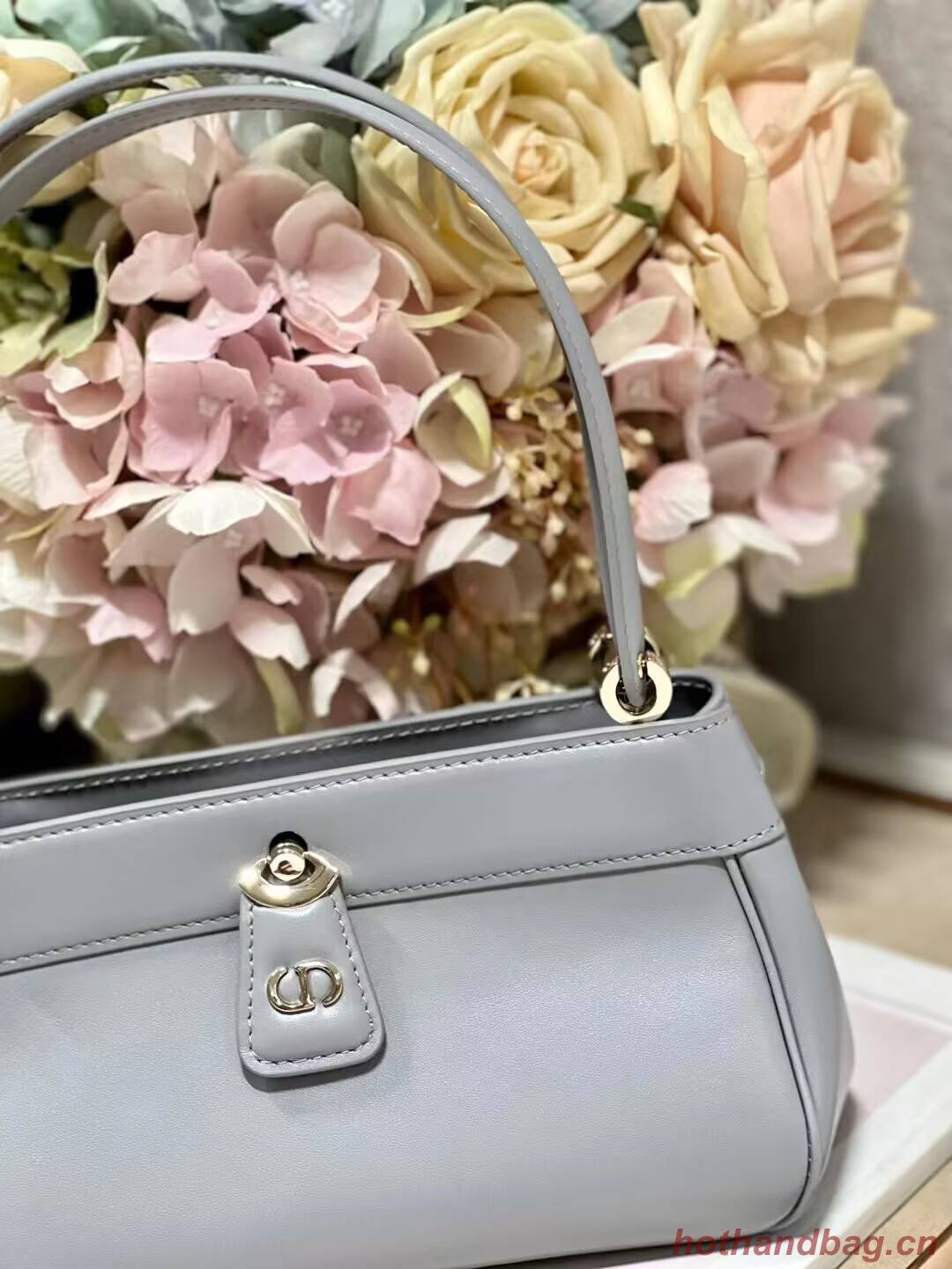 SMALL DIOR KEY BAG Box Calfskin M1844O gray