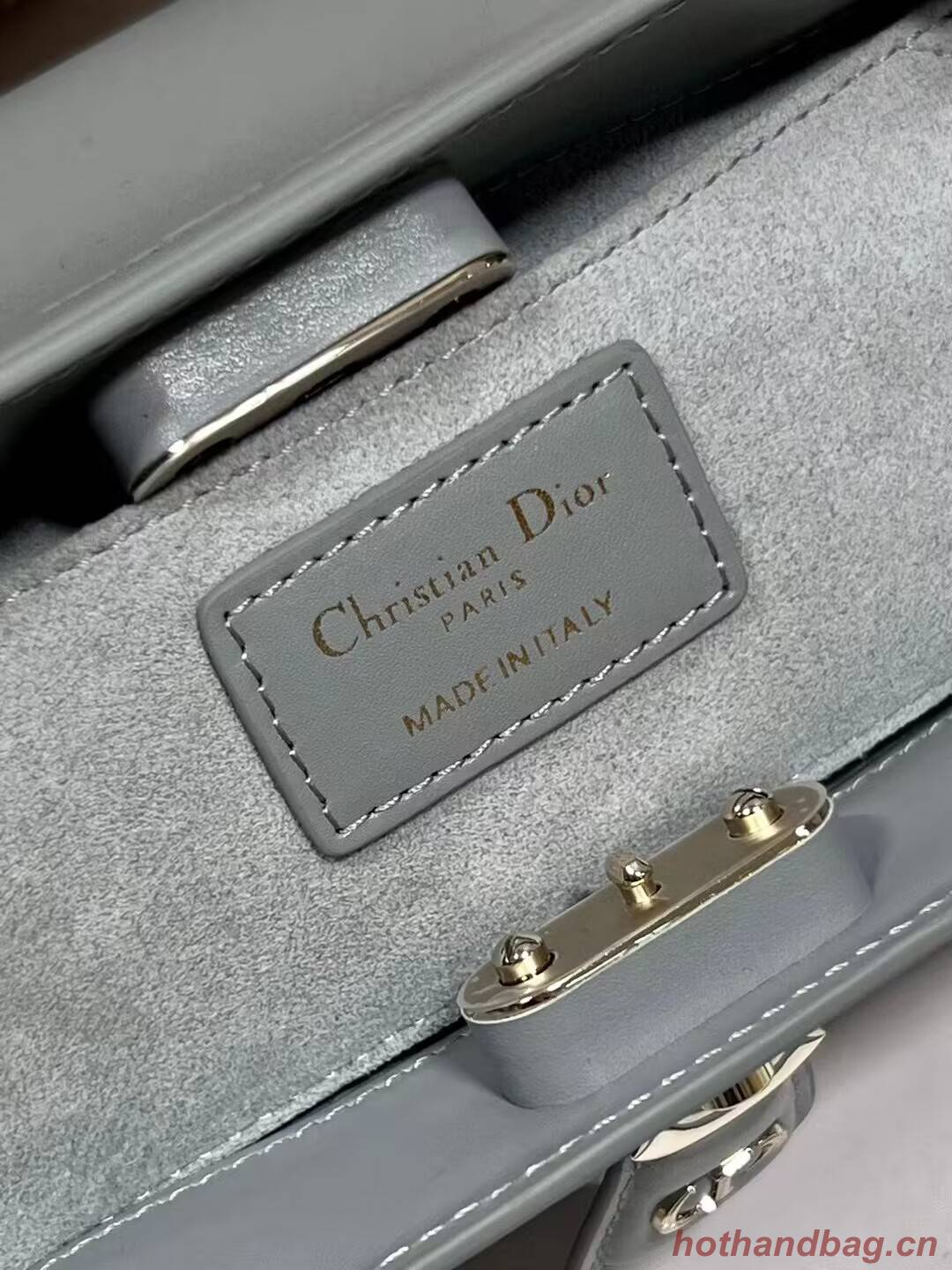 SMALL DIOR KEY BAG Box Calfskin M1844O gray