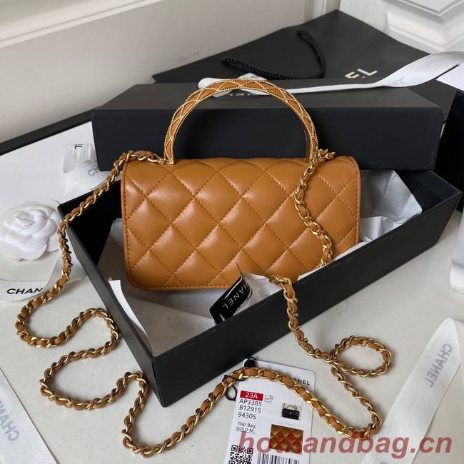 Chanel MINI FLAP BAG WITH TOP HANDLE AP3385 brown