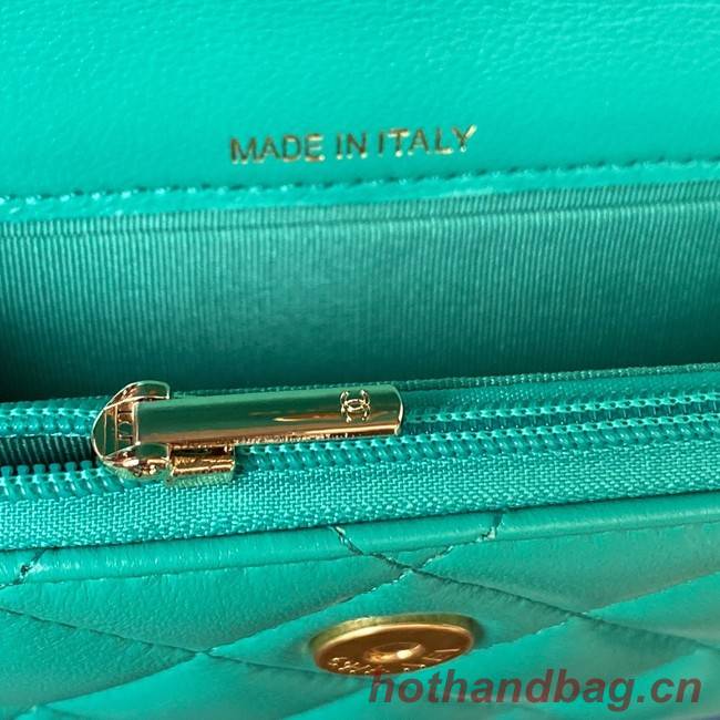 Chanel MINI FLAP BAG WITH TOP HANDLE AP3385 green