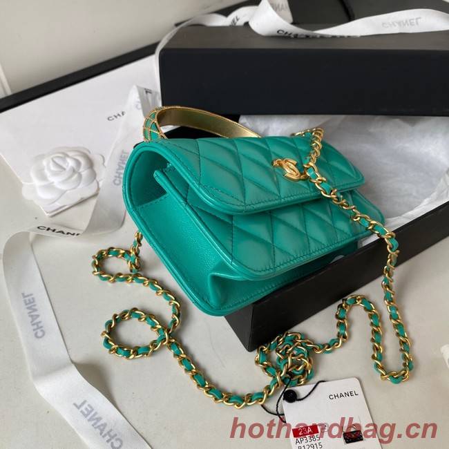 Chanel MINI FLAP BAG WITH TOP HANDLE AP3385 green