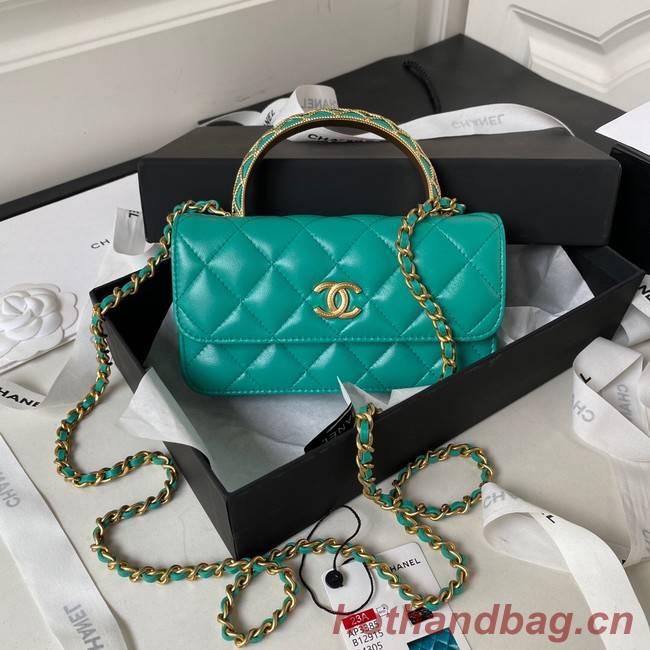 Chanel MINI FLAP BAG WITH TOP HANDLE AP3385 green