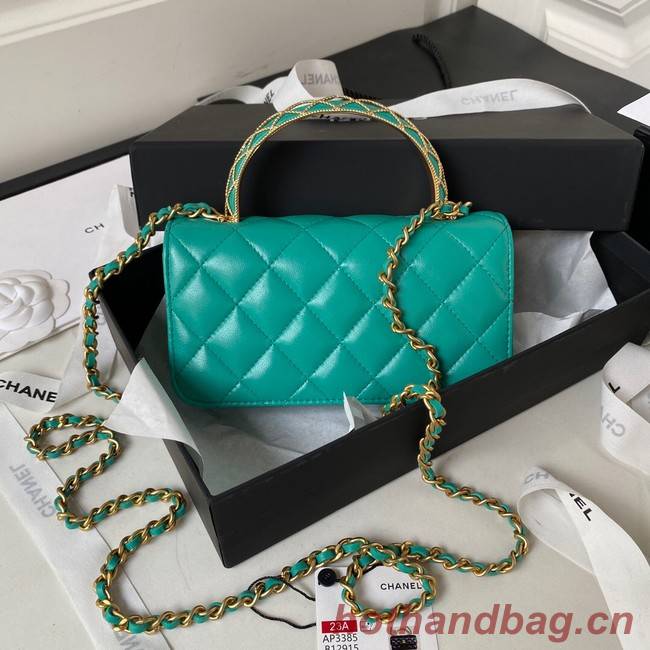 Chanel MINI FLAP BAG WITH TOP HANDLE AP3385 green