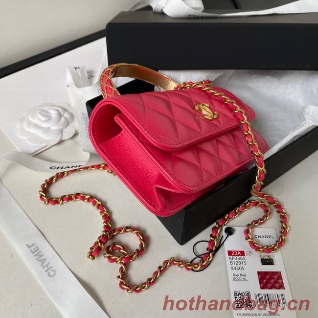 Chanel MINI FLAP BAG WITH TOP HANDLE AP3385 red