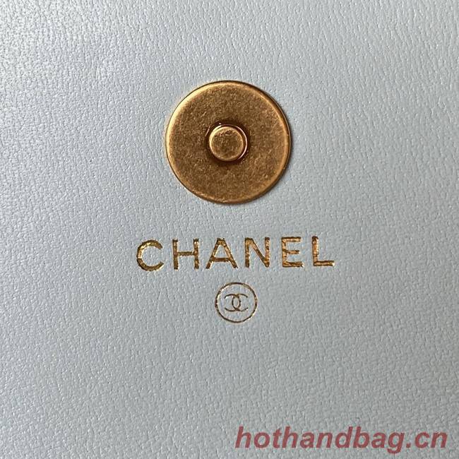 Chanel MINI FLAP BAG WITH TOP HANDLE AP3385 sky blue