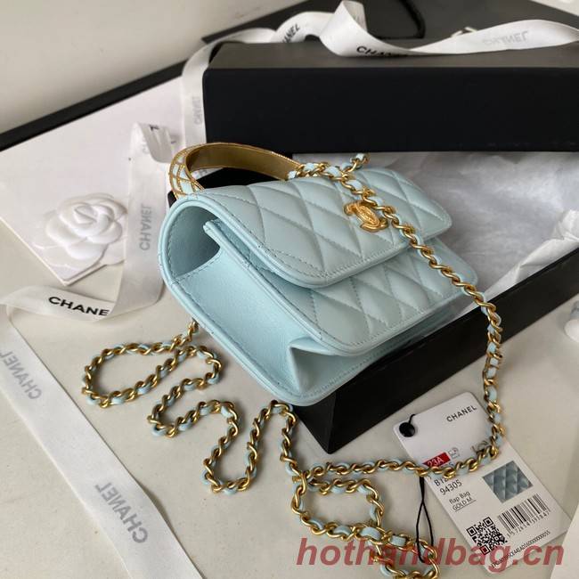 Chanel MINI FLAP BAG WITH TOP HANDLE AP3385 sky blue