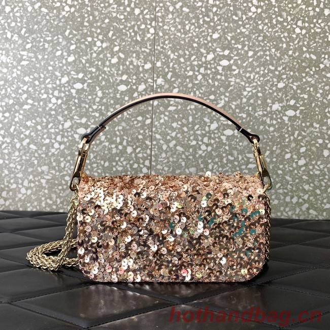 VALENTINO V-logo MINI LOCO sequin and leather bag WA0K53-1